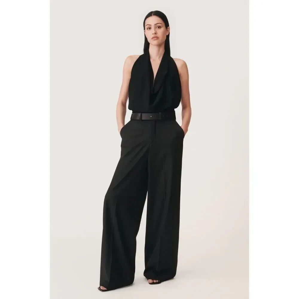 Zara Womens Halter Top XS Black 50th Anniversary Asymmetric Hem 2649/510 NWT